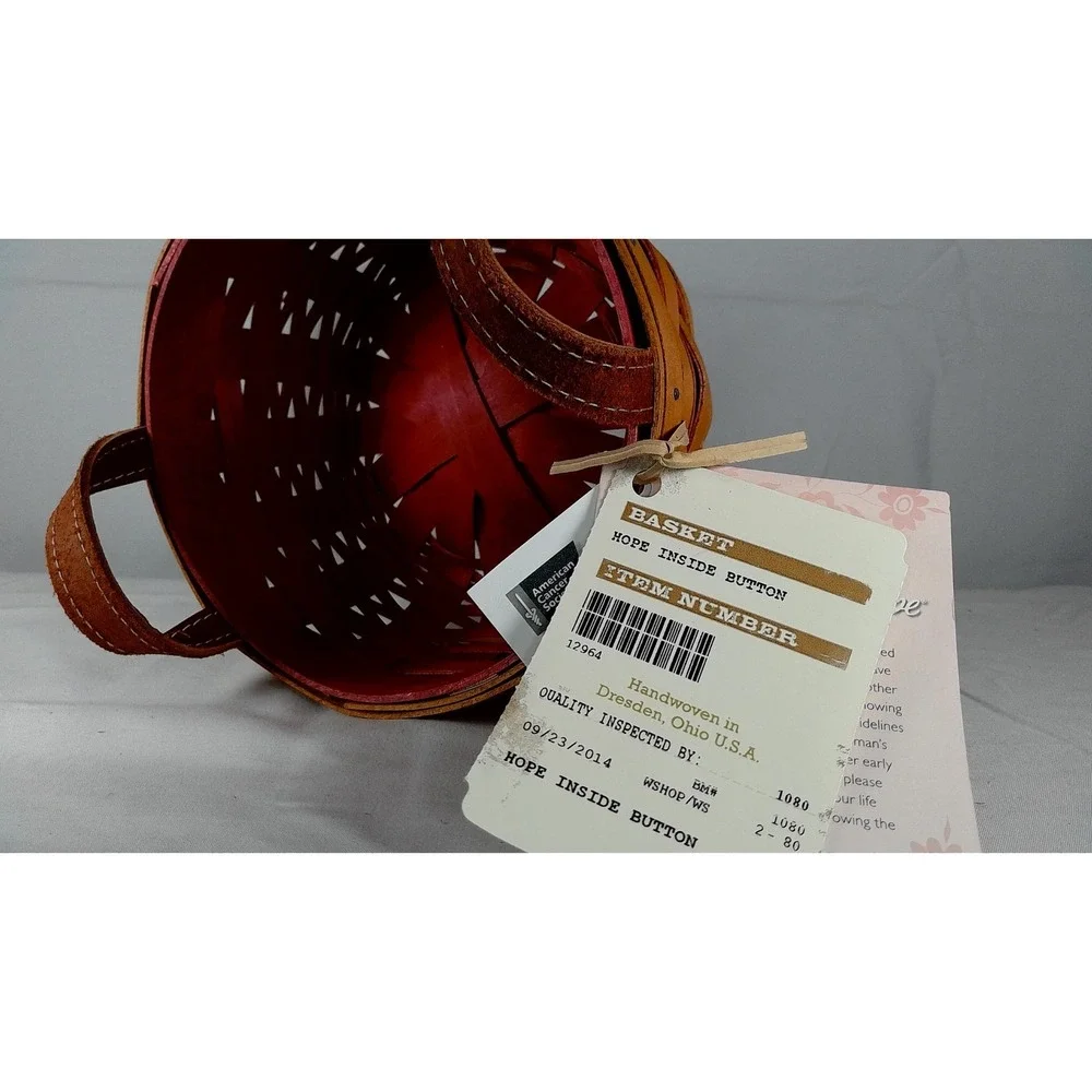 Longaberger Hope Inside‎ Button Basket Set with Protector - Handmade Basket